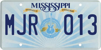 MS license plate MJR013