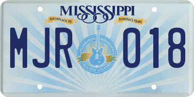 MS license plate MJR018