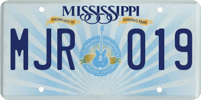 MS license plate MJR019