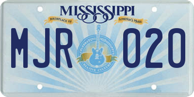 MS license plate MJR020