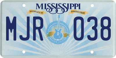MS license plate MJR038
