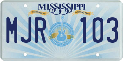 MS license plate MJR103