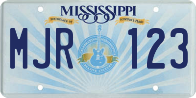 MS license plate MJR123