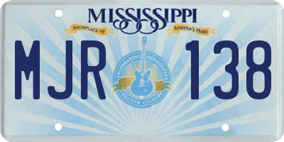 MS license plate MJR138