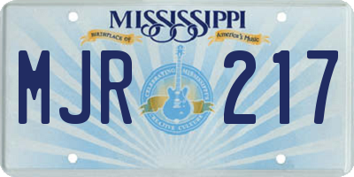 MS license plate MJR217