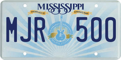 MS license plate MJR500