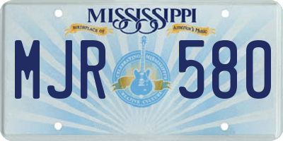MS license plate MJR580