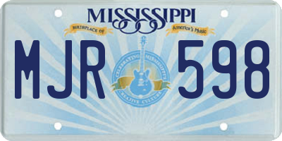 MS license plate MJR598