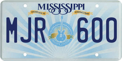 MS license plate MJR600