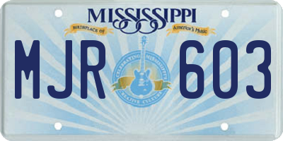MS license plate MJR603