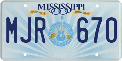 MS license plate MJR670