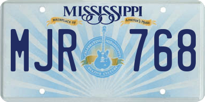 MS license plate MJR768