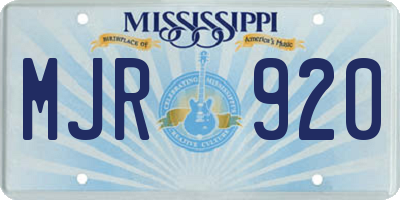 MS license plate MJR920