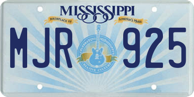 MS license plate MJR925