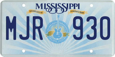 MS license plate MJR930