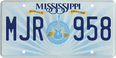 MS license plate MJR958