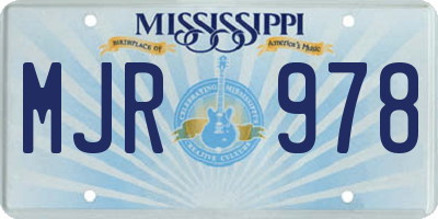 MS license plate MJR978