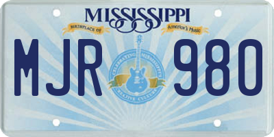 MS license plate MJR980