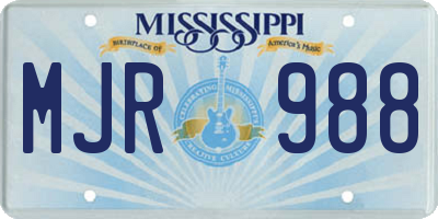 MS license plate MJR988