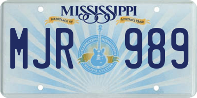 MS license plate MJR989