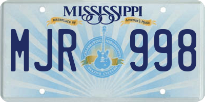 MS license plate MJR998