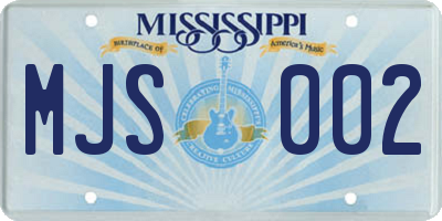 MS license plate MJS002