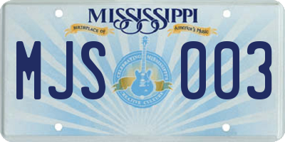 MS license plate MJS003