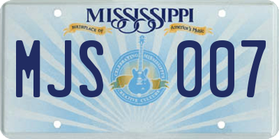 MS license plate MJS007
