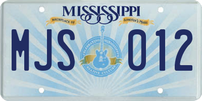 MS license plate MJS012