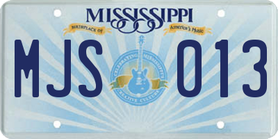 MS license plate MJS013