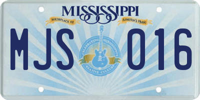 MS license plate MJS016