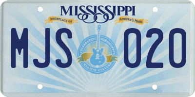 MS license plate MJS020