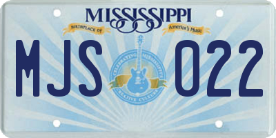 MS license plate MJS022