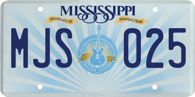 MS license plate MJS025