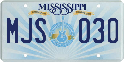 MS license plate MJS030