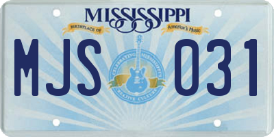 MS license plate MJS031