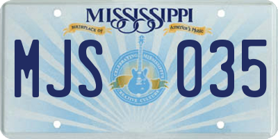 MS license plate MJS035