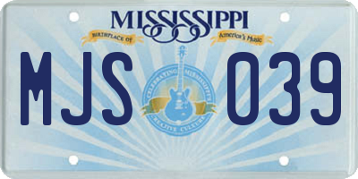 MS license plate MJS039