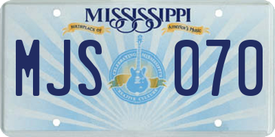 MS license plate MJS070