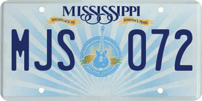 MS license plate MJS072
