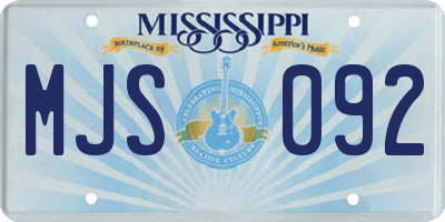 MS license plate MJS092