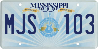 MS license plate MJS103