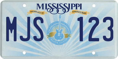 MS license plate MJS123