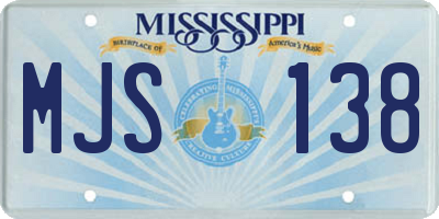 MS license plate MJS138