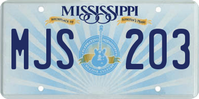 MS license plate MJS203