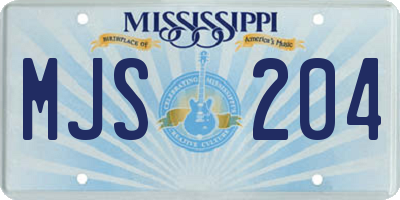 MS license plate MJS204