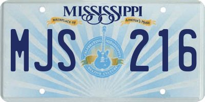 MS license plate MJS216