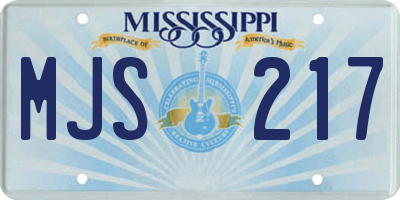 MS license plate MJS217