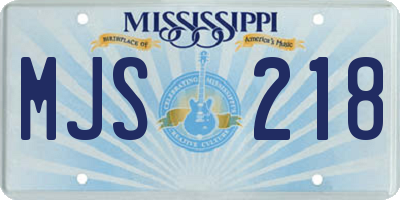 MS license plate MJS218
