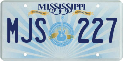 MS license plate MJS227